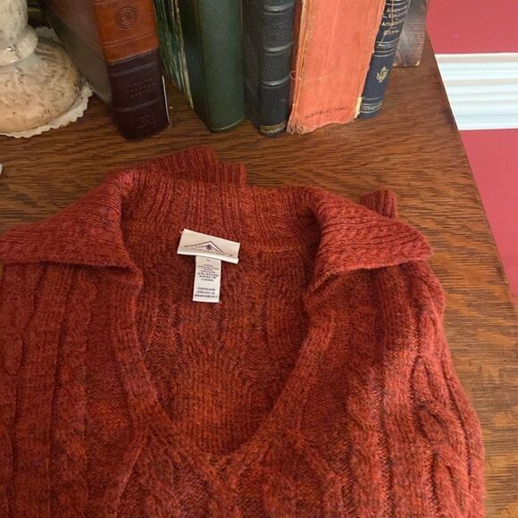 NWT St. Johns Bay size, large collared sweater, burgundy, extremely soft - Picture 10 of 10